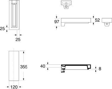 Kerasan INKA odkladná keramická deska 12x35, 5cm, bílá mat 341530