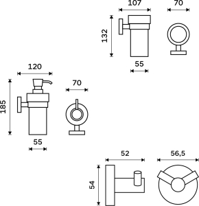 Nimco UNIX Sada koupelnových doplňků, nádobky skleněné UN set-31W-26