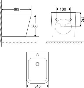 Mereo Bidet závěsný kapotovaný , 485x345x330, keramický, bílý VSD83B