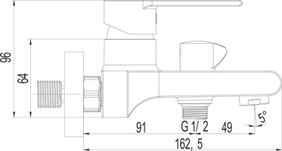Mereo Vanová nástěnná baterie, Dita, 150 mm, bez příslušenství, chrom CBE90104D