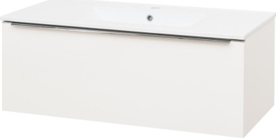 Mereo Mailo, koupelnová skříňka s keramickým umyvadlem 101 cm, bílá, chrom madlo CN517