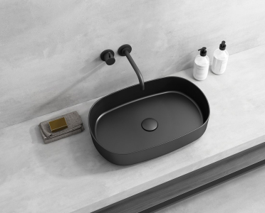 Isvea INFINITY OVAL keramické umyvadlo na desku, 55x36cm, černá mat 10NF65055-2N