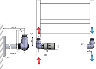 Sapho CORNER připojovací sada ventilů termostatická, levé, chrom CP1011L