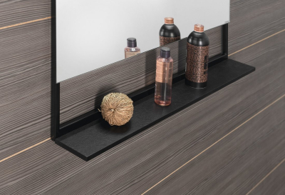 Sapho ERUPTA zrcadlo s LED osvětlením a policí 80x80cm, černá mat ERU335