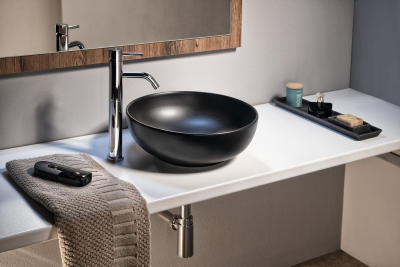Sapho RONDANE keramické umyvadlo na desku Ø 41cm, černá mat AR435B