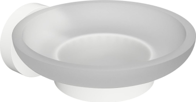 Sapho X-ROUND WHITE mýdlenka, mléčné sklo, bílá mat XR803W