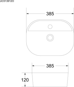 Mereo Umyvadlo na desku bez přepadu, 505x385x120 mm, keramické UC513912O