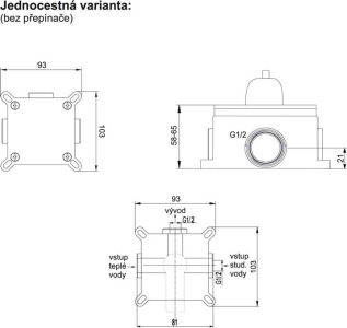 Mereo Sprchová podomítková baterie bez přepínače, Viana, Mbox, hranatý kryt, chrom CBE60105C