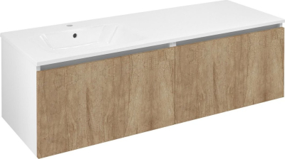 Sapho LOREA skříňka s umyvadlem 141x46x51, 5cm (70+70cm), levá, dub alabama/bílá mat LE070-2231-L-05