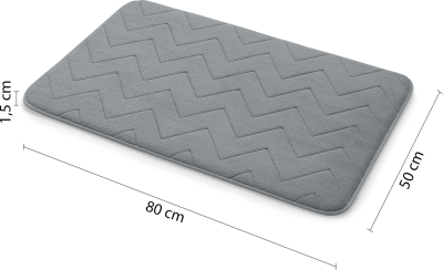 Gedy MOUSSE koupelnová předložka, 50x80cm, 100% polyester, protiskluz, šedá 96MS508008