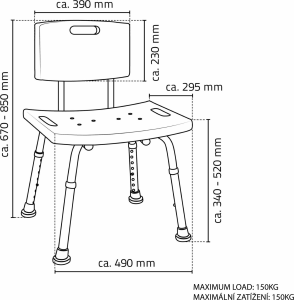 Ridder HANDICAP židle s opěradlem, nastavitelná výška, bílá A00602101