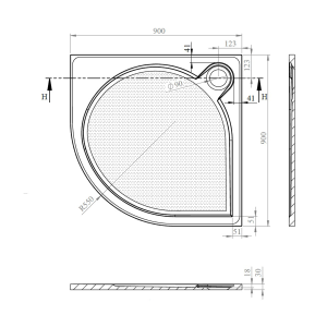 Gelco ARCA sprchová vanička z litého mramoru, čtvrtkruh 90x90cm, R550, bílá PA559