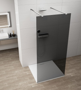 Polysan ESCA CHROME jednodílná sprchová zástěna do prostoru, kouřové sklo, 1100 mm ES1211-05