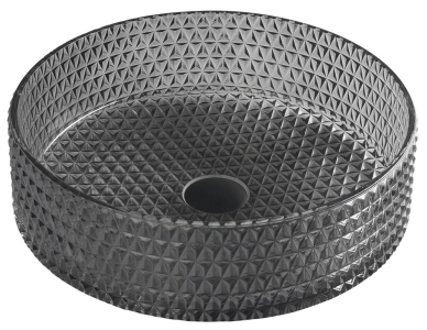 Sapho MARAGUA skleněné gravírované umyvadlo na desku Ø 39, 5cm, černá TY214