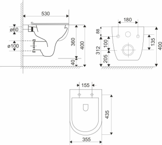 Mereo WC komplet pro sádrokarton s příslušenstvím MM02SETR