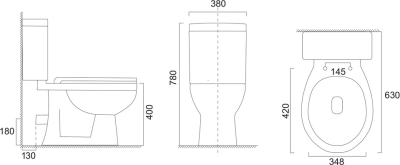 Mereo WC kombi, RIMLESS, zadní odpad s armaturou VSD99