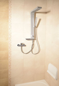 Aqualine ROME sprchový sloup k napojení na baterii, hlavová, ruční sprcha, chrom SL760