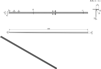 Sapho Spádová lišta, pravá, výška 12 mm, délka 1500 mm, nerez mat SPD1512-P