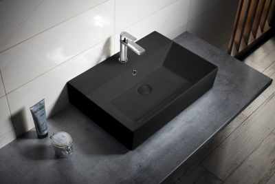 Isvea SISTEMA keramické umyvadlo 60x42cm, černá mat 10SF50060-2N