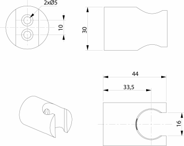Sapho Držák sprchy kulatý, pevný, chrom 1205-15