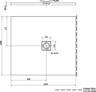 Polysan FLEXIA vanička z litého mramoru s možností úpravy rozměru, 110x100cm, bílá mat 72922MAT