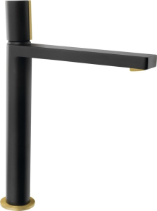 Sapho KAISA stojánková umyvadlová baterie vysoká, 235mm, černá/zlato mat ZT092