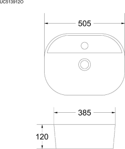 Mereo Umyvadlo na desku bez přepadu, 505x385x120 mm, keramické UC513912O