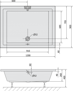 Polysan DEEP hluboká sprchová vanička, obdélník 120x90x26cm, bílá 72383