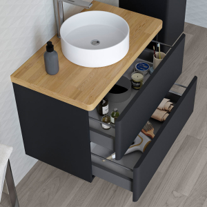 Mereo Siena, koupelnová skříňka s umyvadlem z litého mramoru 101 cm, černá mat CN442M2