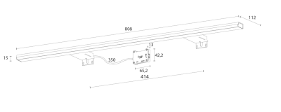 Sapho PANDORA LED svítidlo, 15 W, 808x15x112 mm, IP44, chrom (26693CI) E27576CI