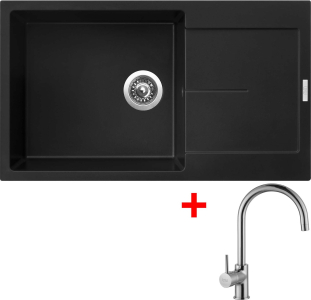 Granitový dřez Sinks ULTIMA 860 XXL Pureblack + Vitalia G14226