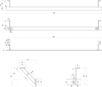 GSI PURA čelní držák ručníků 80cm, chrom PAPR80