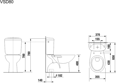 Mereo WC kombi, spodní odpad s armaturou VSD80 (H8602770007871)