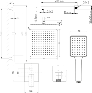 Sapho CUBEMIX podomítkový sprchový set s pákovou baterií, 2 výstupy, posuvný držák sprchy, chrom CM042-02