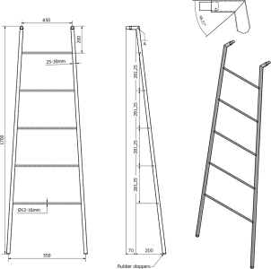 Sapho SEGA sušák ručníků na opření 550x1700x70mm, nerez lesk SE103