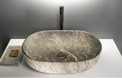 Sapho CALEO keramické umyvadlo na desku, 60x42cm, breccia mramor CA590BM