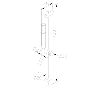 Sapho MINIMAL sprchová tyč, posuvný držák, kulatá, 700mm, nerez MI001