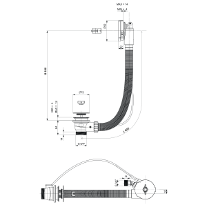 Polysan Vanová souprava s napouštěním, bovden, délka 600mm, zátka 72mm, černá mat 71851.21