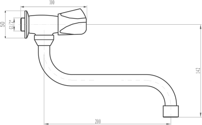 Aqualine Nástěnný ventil 1/2", otočná hubice, chrom ZY1812