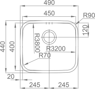Nerezový dřez Sinks LAGUNA 490 V 0,8mm spodní leštěný RDLAL490440U8V