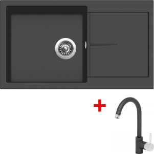 Granitový dřez Sinks INFINITY 860 NANO Nanoblack+MIX 35 GR IN860N6MI35GRN6
