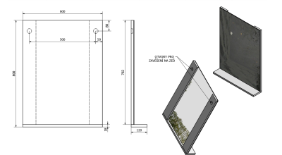 Aqualine BETA zrcadlo s policí 60x80x12cm 57397