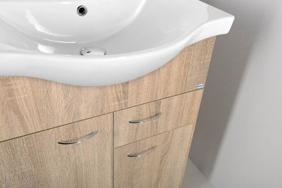 Aqualine KERAMIA FRESH umyvadlová skříňka, 1 zásuvka, 60, 6x74x34cm, dub platin 50066