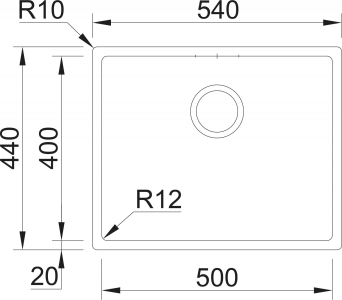Nerezový dřez Sinks BOX 540 RO 1,0mm RDBOK5404401RO