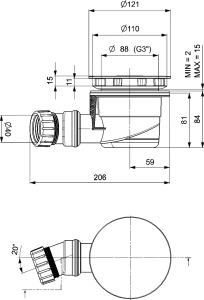 Polysan Vaničkový sifon, průměr 90mm, DN40, krytka černá mat 17911B