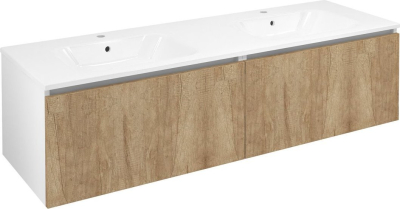 Sapho LOREA skříňka s dvojumyvadlem 161x46x51, 5cm (80+80cm), dub alabama/bílá mat LE080-2231-02