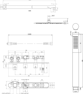 Sapho Podomítkový sprchový set s termostatickou baterií a držákem ruční sprchy, 2 výstupy, kulatá, chrom MB623-01