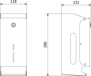 NOFER Zásobník na 2 role toaletního papíru 118x280x131mm, nerez lesk 05101.B