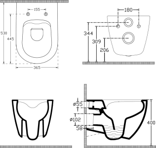 Isvea INFINITY závěsná WC mísa, Rimless, 36, 5x53cm, zelená petrol 10NF02004-2P
