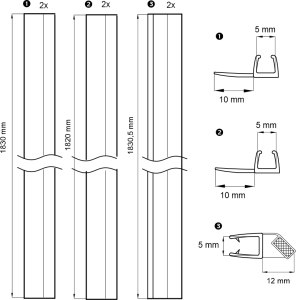 Mereo Sada těsnění pro CK35(4)1xxZ,H,N (posuvné dveře 2 ks, fixní sklo 2ks, mag. lišty 2 ks), sklo 5 mm CKND239Z